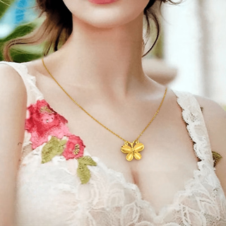 Caox butterfly necklace women's 2025 new 999 light luxury niche design high fashion vietnamese gold pendant clavicle chain gold