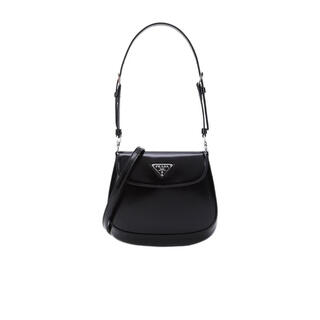 Prada shoulder bag for women to wear as a handbag, wear as a crossbody, fashionable, versatile, exquisite and portable, curved design, tilted configuration, black, one size fits all