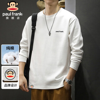 Paul frank long-sleeved t-shirt men's spring and autumn heavyweight cotton sweatshirt men's bottoming shirt fashionable jacket men's white xl