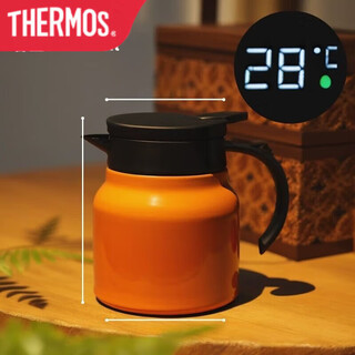 Thermos stewing teapot, household small-capacity tea-making thermos kettle, 316 stainless steel, tea and water separation, office manager recommendation, 1000ml vibrant orange temperature display + tea grid