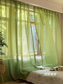 Sailotou mu tangsha 2024 new american pastoral curtain gauze bed and breakfast living room bedroom window wabi-sabi wind screen pine green width 4 points 0 height 2 points 7 hook 1 piece