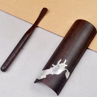 Wen yijia black sandalwood tea tea spoon tea spoon tea appreciation kung fu tea set accessories awakening tea lotus tea ceremony six gentlemen split tea spoon black sandalwood bergamot tea tea 2-piece set