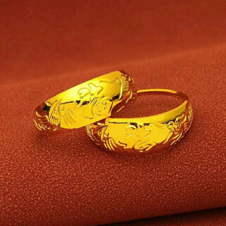 Oemg old phoenix gold store model 18k gold plated earrings circle dragon and phoenix ear jewelry gold wedding five blessing earrings gold earrings dragon and phoenix blessing word earrings