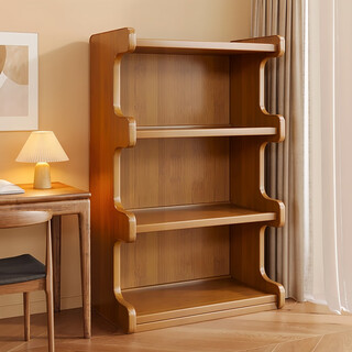 Nifeng bookshelf storage rack floor-standing bookcase simple living room storage cabinet integrated wall-mounted multi-layer home storage display cabinet brown-3 layers 60-curved bookcase
