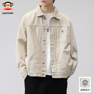 Big-mouthed monkey (paul frank) jacket men's 2025 new work jacket men's loose trendy brand pure cotton denim jacket men's beige color l