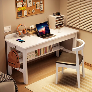 Quality all solid wood narrow desk simple home office desk desktop computer table small apartment bedroom desk writing desk chair white single table 100x50x75cm