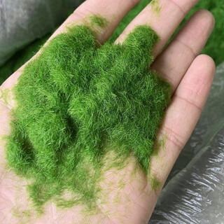 Simulated round grass floor mat, green turf, micro landscape, bonsai moss, desktop sandbox model, decorative green lawn, grass green powder bag 50g (excluding glue)