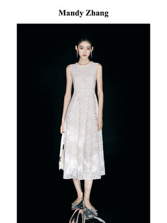 Mandy zhang white moonlight heavy industry white lace dress women's high-end light luxury engagement small dress long skirt eggnog white-long dress (pearls and diamonds) m