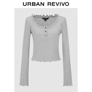 Ur2025 new autumn women's clothing simple casual fungus button long-sleeved t-shirt uwh450115