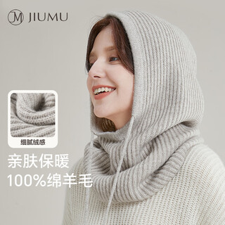 Jiumu pure wool hat women's autumn and winter warm woolen hat women's knitted hat winter ear protection cold hat hooded neck cover