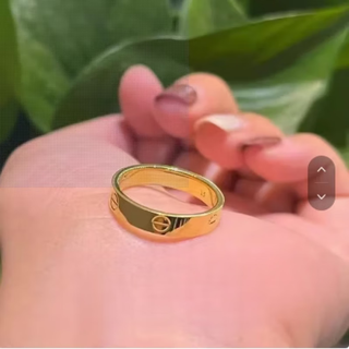 Chuhuang solid 999 solid gold-plated silver-plated gold ring for men and women, plain ring, smooth surface, fashionable one-word lov ring, couple ring, gold-plated silver ring, 5mm wide (with certificate gift box) no. 10