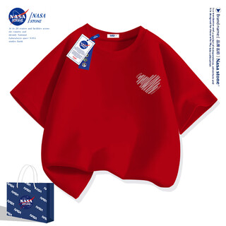 Nasa stone national day red clothes 2025 new summer parent-child wear for a family of three loving short-sleeved t-shirt tops red style one 180 (xl)