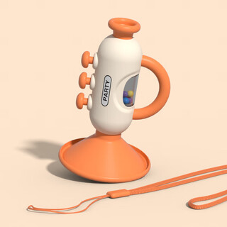 Juke baby trumpet toy 6 months old, suckable, blowable and chewable. baby trumpet 0-1 years old, blowable and chewable. hanger rope gami orange