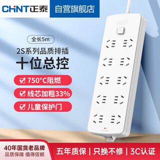 正泰（CHNT）总控插座/插线/排插/接线板/拖线板/延长线插座 10位总控5米