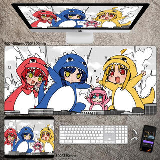 Kpte animation series extra large mouse pad two-dimensional student computer keyboard pad notebook desk pad e-sports anti-slip thickened wrist pad cartoon game cute four little monsters 30cm*60cm*3mm