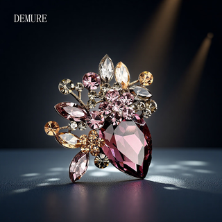 Demure blossoming flowers crystal brooch high-end women's light luxury corsage exquisite suit coat accessories blossoming blossoms brooch