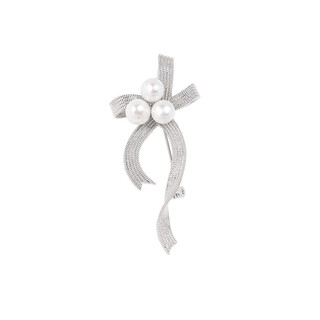 Dfank bow pearl brooch for women light luxury versatile personality niche design internet celebrity atmosphere anti-exposure buckle ins silver bow pearl brooch freshwater pearl