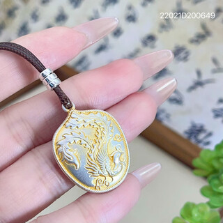 Yibiys999 sterling silver necklace for men and women, ancient solid auspicious clouds and phoenix gold pendant, fashionable sweater chain, gift for girlfriend