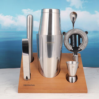 Lxq boston shaker stainless steel two-stage shaker set shaker cup cocktail bar bartender boston silver 7-piece shaker set