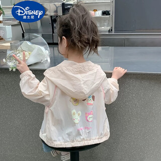 Disney (disney) girls summer thin jacket 2025 new baby girl sun protection clothes summer style children's summer cartoon top light pink no pockets 120