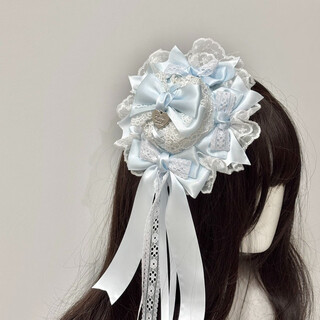 Ji yu cute fart original blue top hat with christmas g gorgeous lolita gift sweet and versatile lace bow light blue hat no specifications