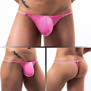 Banfishi's new japanese and korean men's sexy low-waist men's underwear personalized activity rope ice silk u convex multi-purpose thong pink 2xl