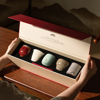 Wanqiantang tea cup personal high-end master cup single cup ru kiln tea cup gift box set five famous kilns