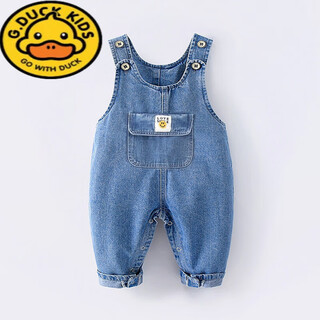 G.duckkids baby denim overalls children's spring and autumn baby vest-style sleeveless jumpsuit boys and girls trousers smiley face 80 (reference age 1-2 years old code (reference age 1-2