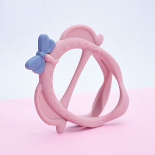 Lnga landgre baby three-dimensional teether baby anti-eating hand bite bite music silicone teething stick creative food grade elephant three-dimensional model pink