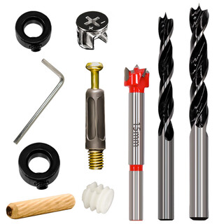Three-in-one hole punch door cabinet three-in-one connection piece woodworking hole opener drill bit set eccentric wheel 15mm 8mm drill bit three-piece set
