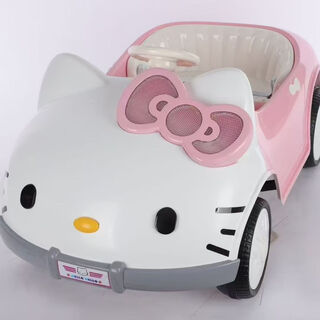 Jisu children's kt cat electric car electric four-wheel children's toy car remote control male and female baby charging stroller paint powder + 12v7 battery + foam tire + dual drive kt cat + cool lights + bluetooth music + dual drive