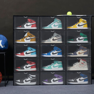 Aj transparent shoe box bedroom shoe rack home multi-functional multi-layer display cabinet living room storage cabinet wall enlarged side placement/black frame black pattern buy 12 get 12 free, a total of 24 sets