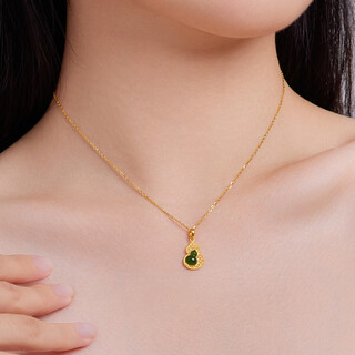 Only double/gold inlaid pendant pure gold gourd and field pendant bifulu gift for mother 2025 gold inlaid jade gourd pendant - chain not included
