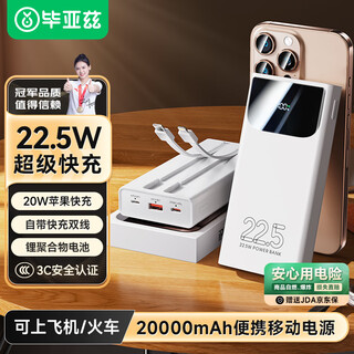 Biaz 3c certified power bank 20000 mah two-way fast charging with cable, supports apple 17 and can be used on airplanes, suitable for apple and huawei mobile phones and tablets yd62