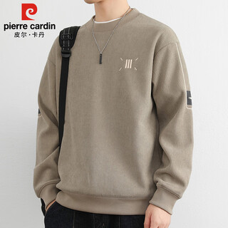 Pierre cardin sweatshirt men's spring, autumn and winter korean style trendy loose round neck long-sleeved t-shirt men's tops dadi apricot xl