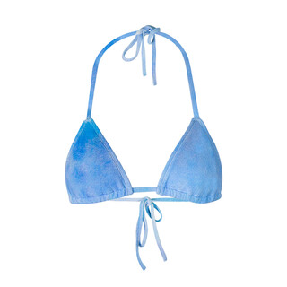Oceanmystery new blue sexy triangle bikini women's vacation halter strap split swimsuit women blue (top) s