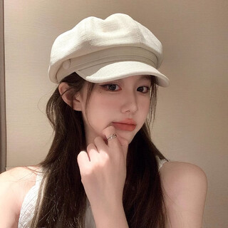 Cgediao off-white pearl beret women's 2025 new autumn and korean version versatile face-showing small retro newsboy octagonal hat #1194-beige m (54-58c) can basically be worn