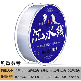 Zhuojing imported submersible fishing line from japan, main line, sub-line, sub-main universal line, super soft and strong pull force without coiling, super soft submersible line 120 meters, sub-main universal 1.0