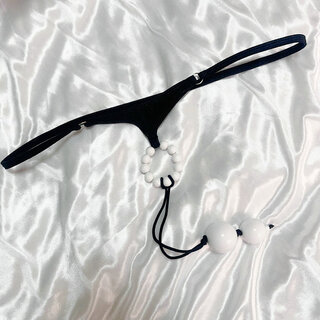 Exclusive men's pearl jj set thong back court style men's t pants hollow massage underwear two wear leaking pp pants black cool with back court beads one size fits all 2.5~2.8 feet waist