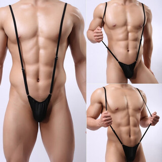 Hanoufei underwear strap-type adjustable one-piece thong t-pants u convex bag design men's one-piece black one size