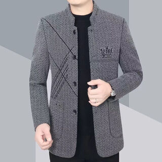 Felalwen autumn and winter coat stand collar jacket business temperament casual winter men's slim stand collar tunic jacket gray 2xl 130-145jin jin equals 0.5 kg