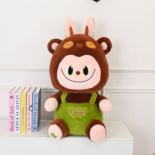 Sitting overalls labubu doll labubu plush toy children's doll girl sleeping pillow cloth doll suspenders labubu 35cm