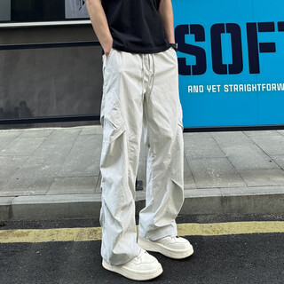 Baa and baa pleated trendy straight casual pants for men and women in autumn and winter new loose outdoor workwear quick-drying trousers light gray spring and autumn ck128-lsfs l recommended 100jin jin is equal to 0.5kg -120jin jin is equal to 0.5kg