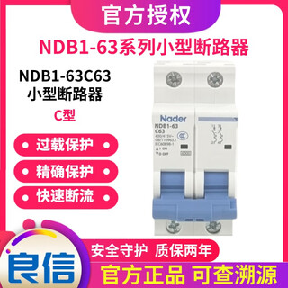良信NDB1-63空气开关Nader上海良信家用2P小型断路器空调总闸开关微断 NDB1-63 NDB1-63 C50/2