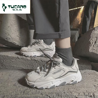 Woodpecker haze gray daddy shoes for women ins super hot student korean version versatile winter 2025 new trendy white sneakers for women white white 1201 follow the store for priority delivery 36