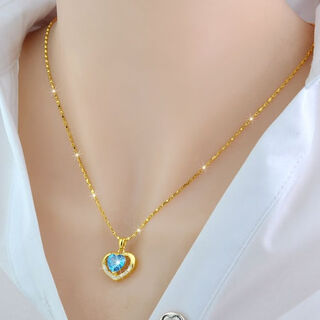 Qiansheng yuan old phoenix 999 gold necklace women's pendant 2024 new color gold light luxurious clavicle chain birthday gift new love you ten thousand years gold old phoenix quality
