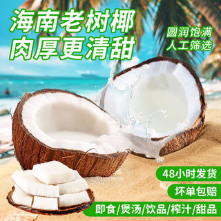 Yueji hainan specialty, old coconut soup, seasonal fruits, fresh hairy coconut, tropical fresh coconut eggs, coconut fruit juice, 4 packs of old coconuts (about 4jin jin is equal to about 0.5kg)