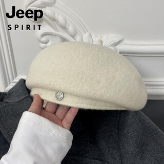 Jeep2025 woolen large head beret women's autumn and winter new korean version internet celebrity showing small warm painter hat beige m adjustable (55-58c)