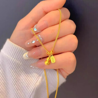 Xinshe gold store's same style gourd necklace for women 2025 new minimalist gold imitation sand gold long-lasting small gourd necklace to attract wealth and good fortune small gold gourd necklace