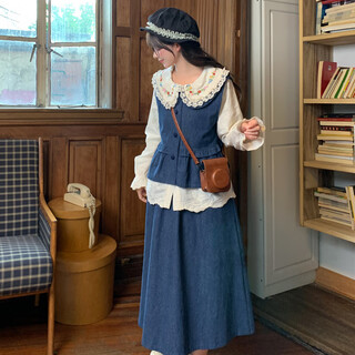 Mori girl tribe college style fashion suit for women 2025 new autumn cute puppy doll collar vest loose top vest single piece s model code